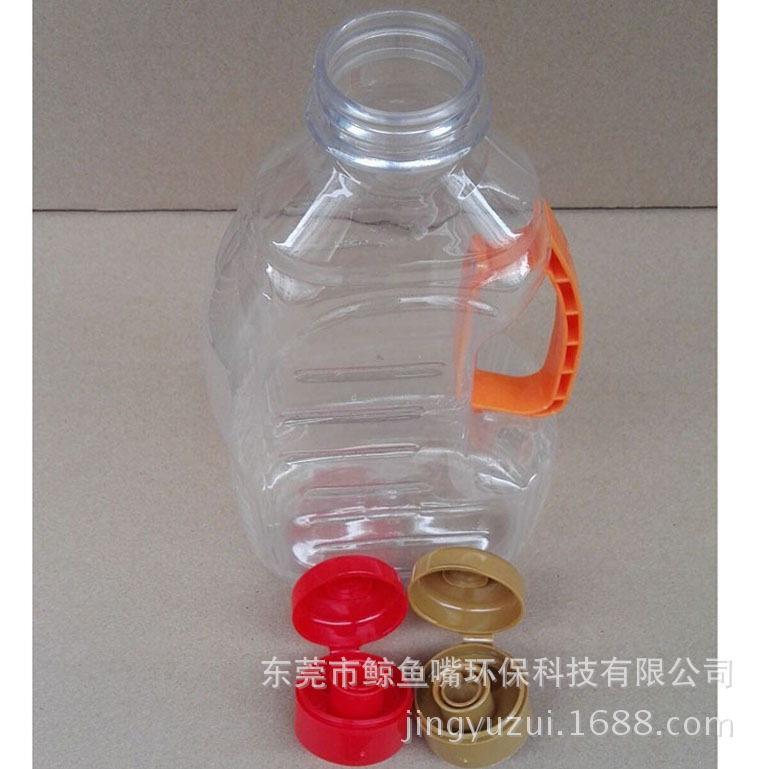 39口径1.8升PET瓶 侧面手柄扁形瓶 新功能瓶盖盲人瓶盖