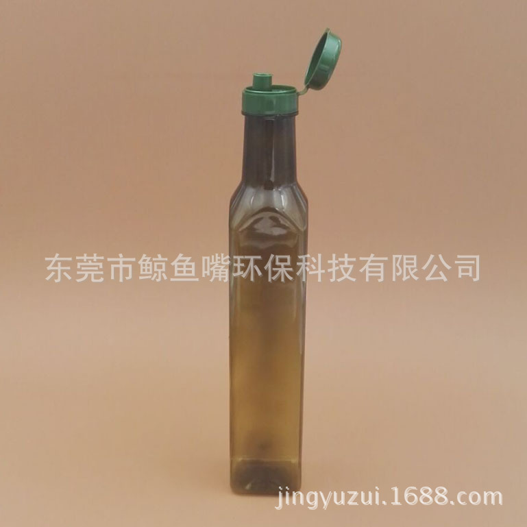 厂家直销500ml方形高档橄榄油瓶 墨绿色食用油塑料瓶