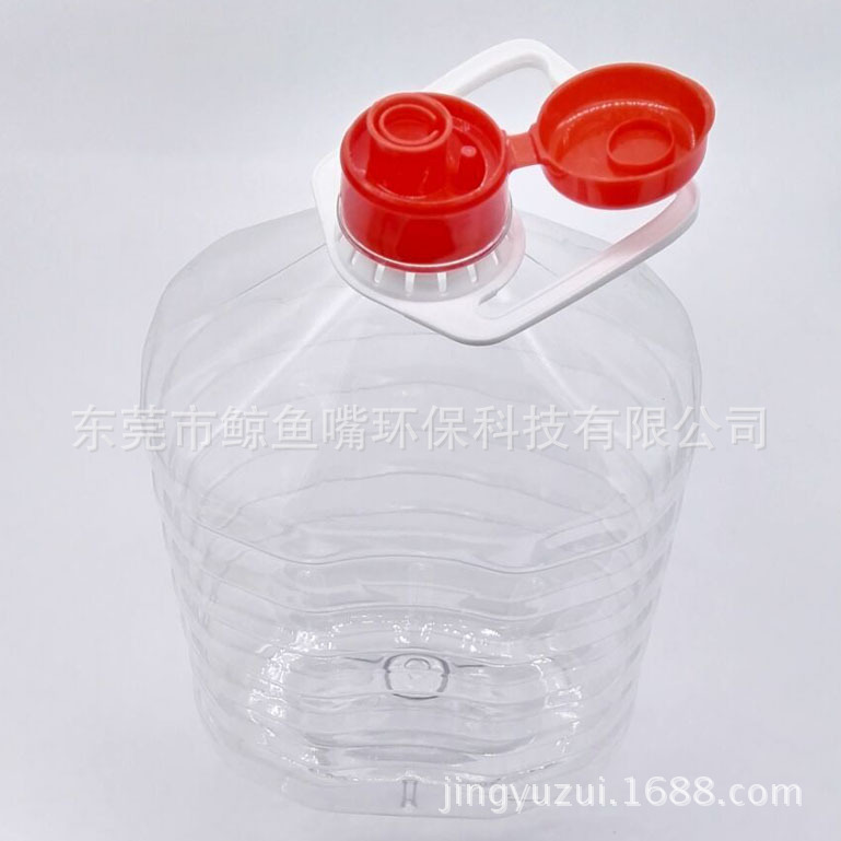 高端130克pet扁形食用油瓶 透明卫生加厚5升塑料油瓶流速均匀瓶盖